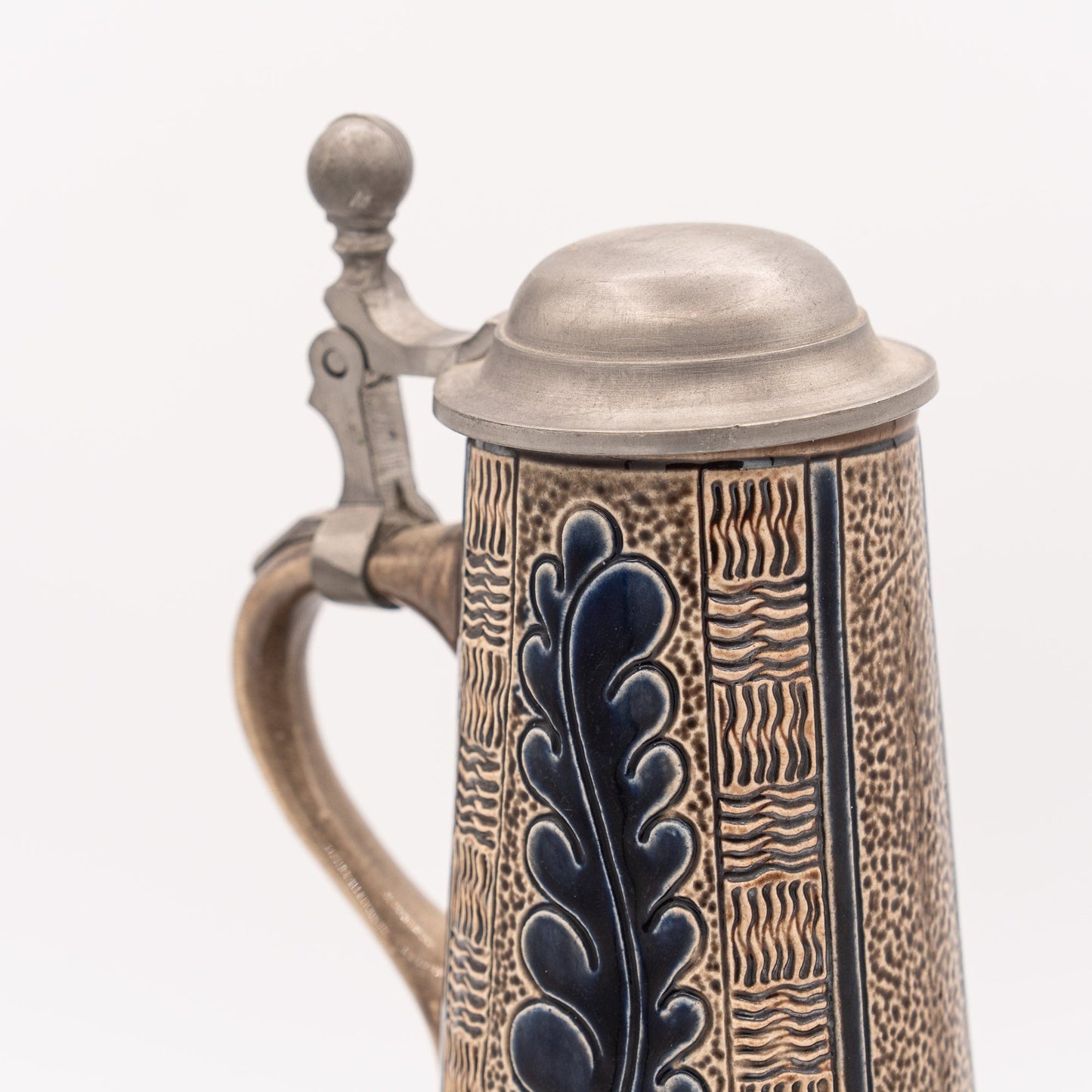 Mid - Century Salt - Glazed Bierstein with Pewter Lid - Marzy Remy - 1960s - Pitcher & Jugs - The Vintage Tales