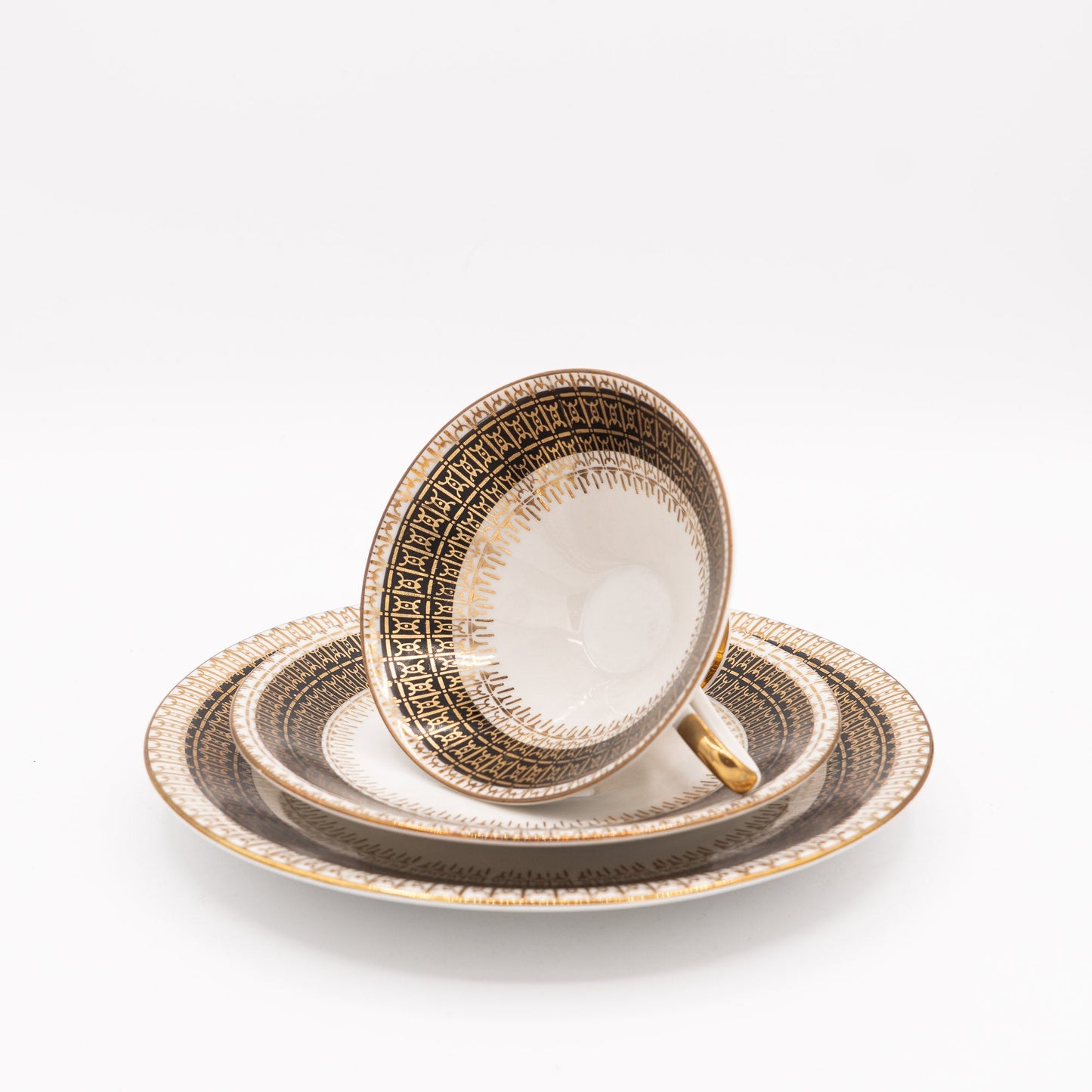 Mid - Century Teacup, Saucer and Plate Set - Black & Gold - Winterling Röslau - 1950s - cup - The Vintage Tales
