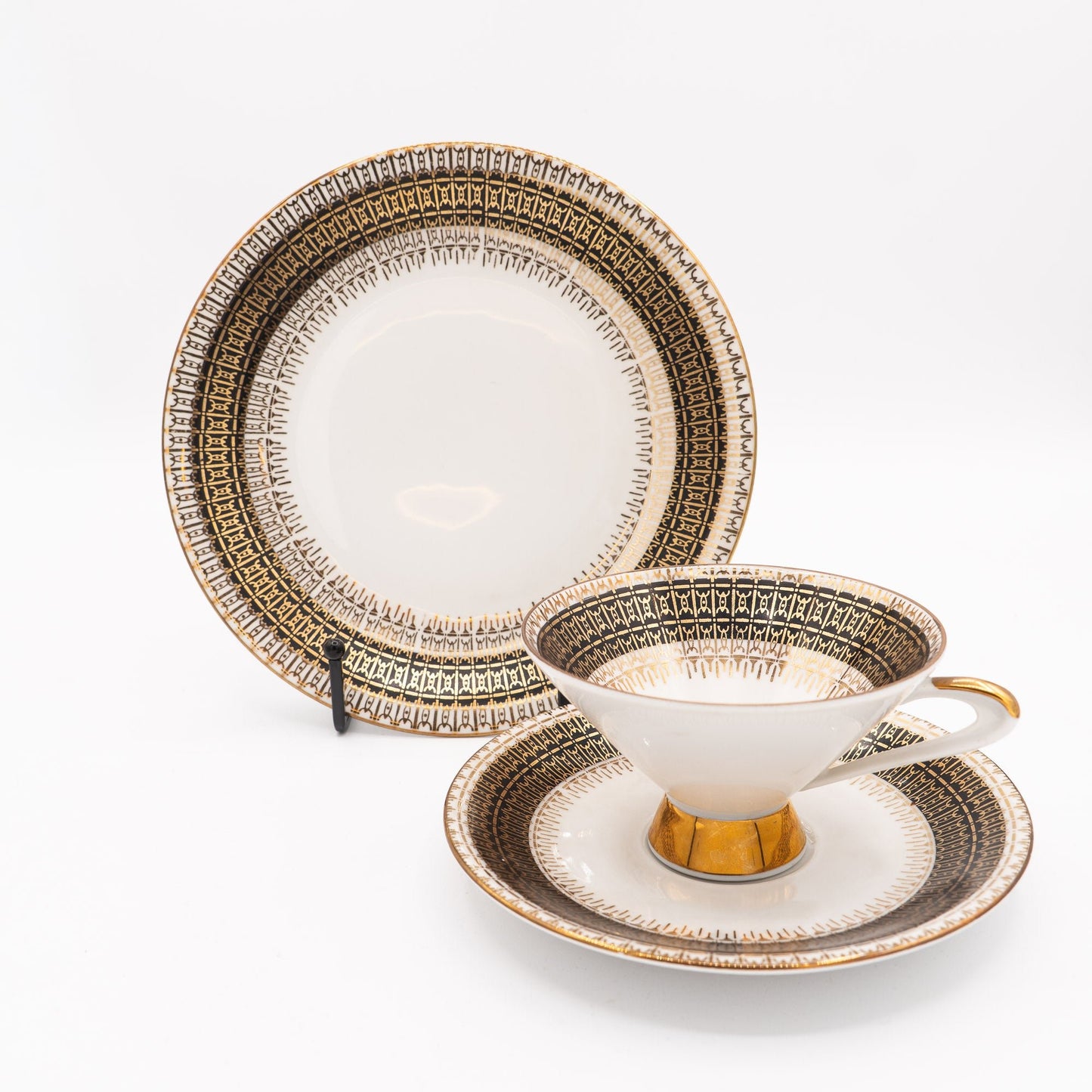 Mid - Century Teacup, Saucer and Plate Set - Black & Gold - Winterling Röslau - 1950s - cup - The Vintage Tales