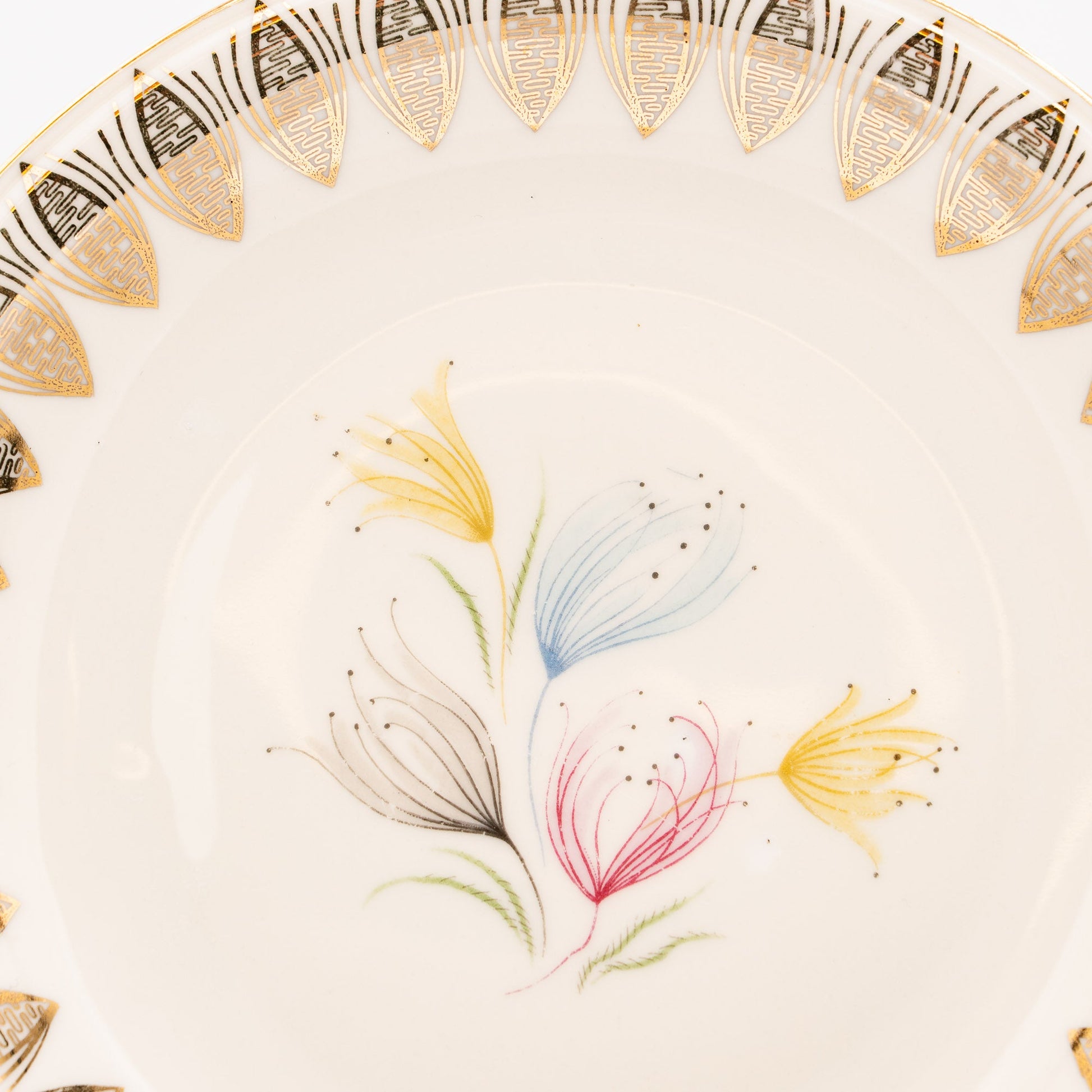 Mid - Century Teacup, Saucer and Plate Set - Gold & Florals - Winterling Röslau - 1950s - cup - The Vintage Tales