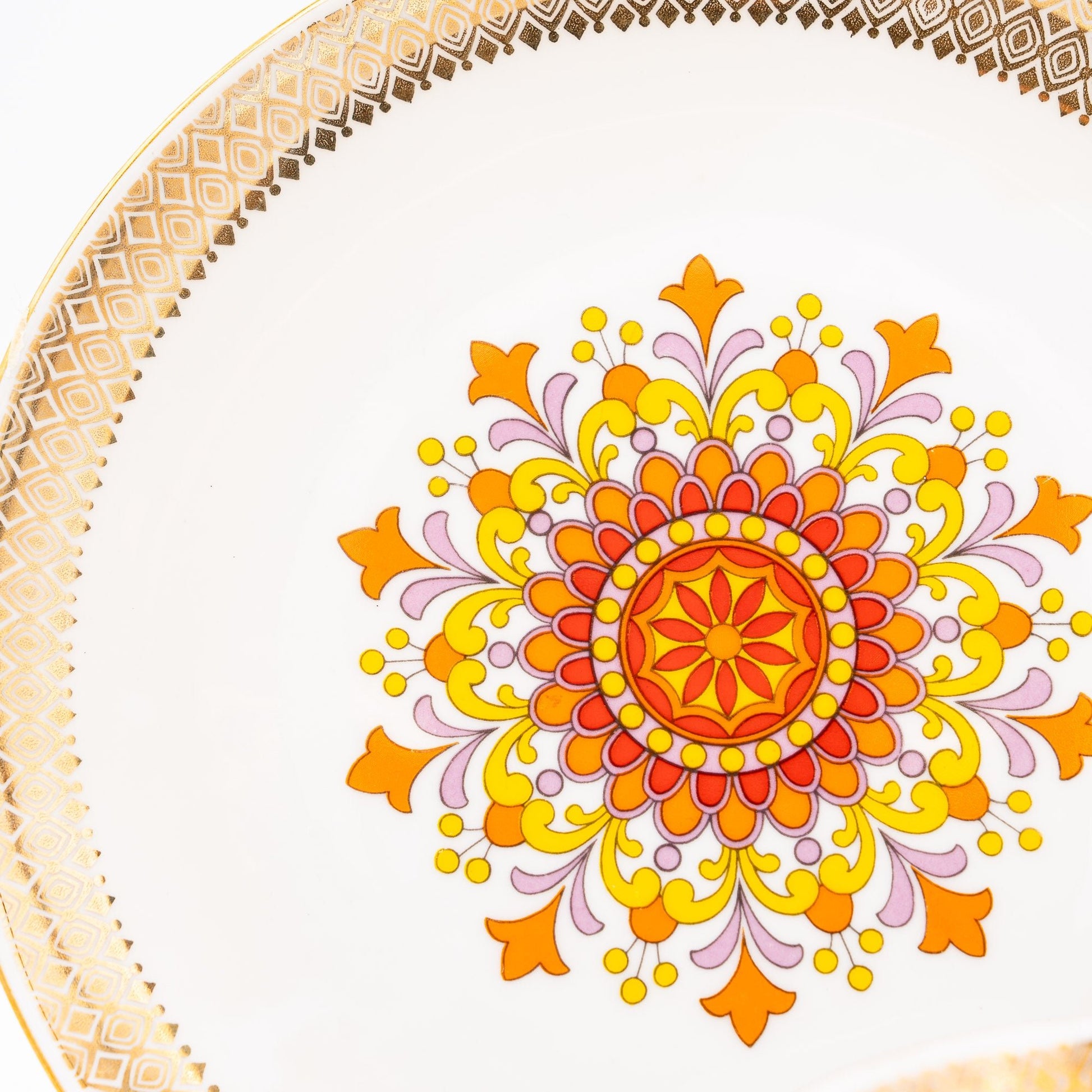 Mid - Century Teacup, Saucer and Plate Set - Orange Mandala - Winterling Röslau - 1950s - cup - The Vintage Tales