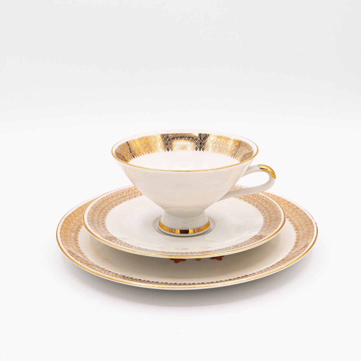 Mid - Century Teacup, Saucer and Plate Set - Orange Mandala - Winterling Röslau - 1950s - cup - The Vintage Tales