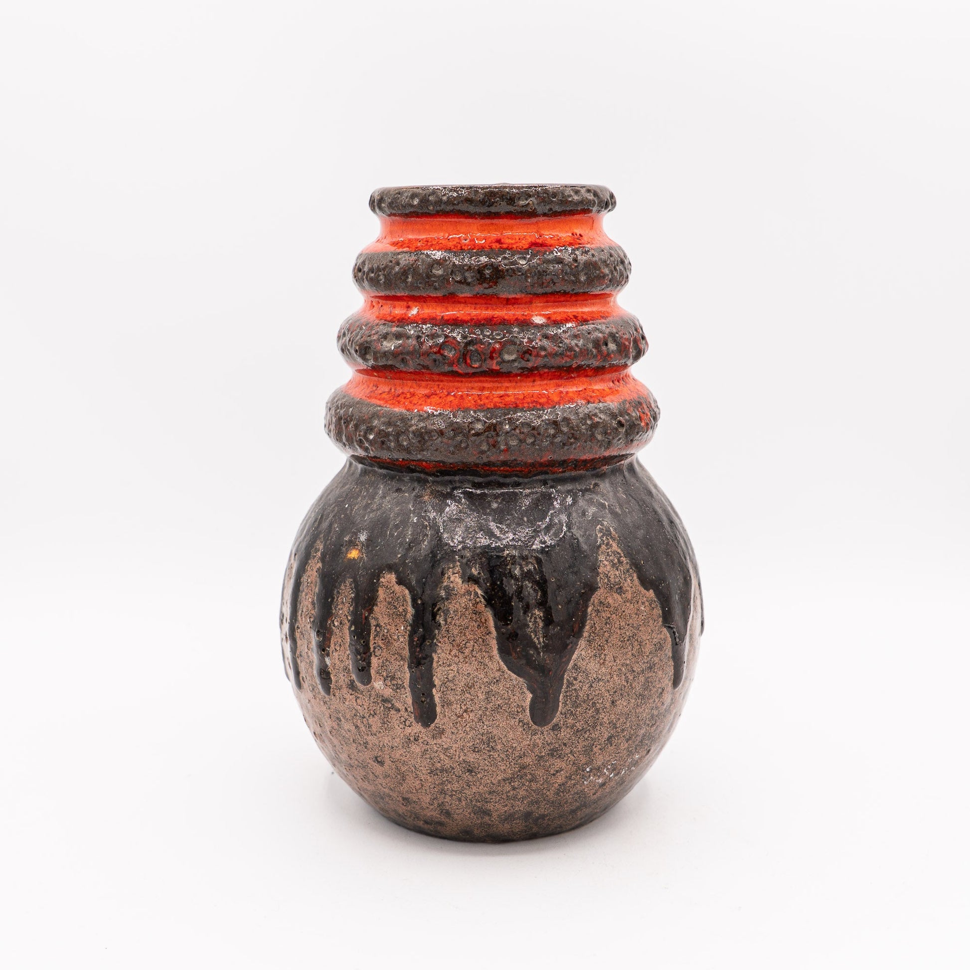 Orange Band & Black Lava Drip - Scheurich 269 - 22 - West Germany, 1970s - Vase - The Vintage Tales