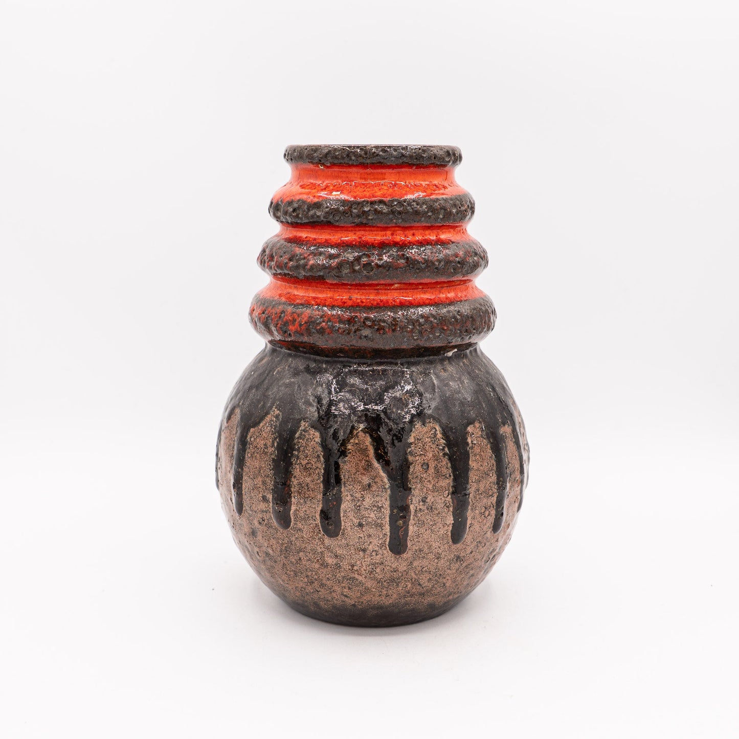 Orange Band & Black Lava Drip - Scheurich 269 - 22 - West Germany, 1970s - Vase - The Vintage Tales