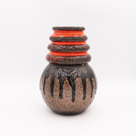 Orange Band & Black Lava Drip - Scheurich 269 - 22 - West Germany, 1970s - Vase - The Vintage Tales