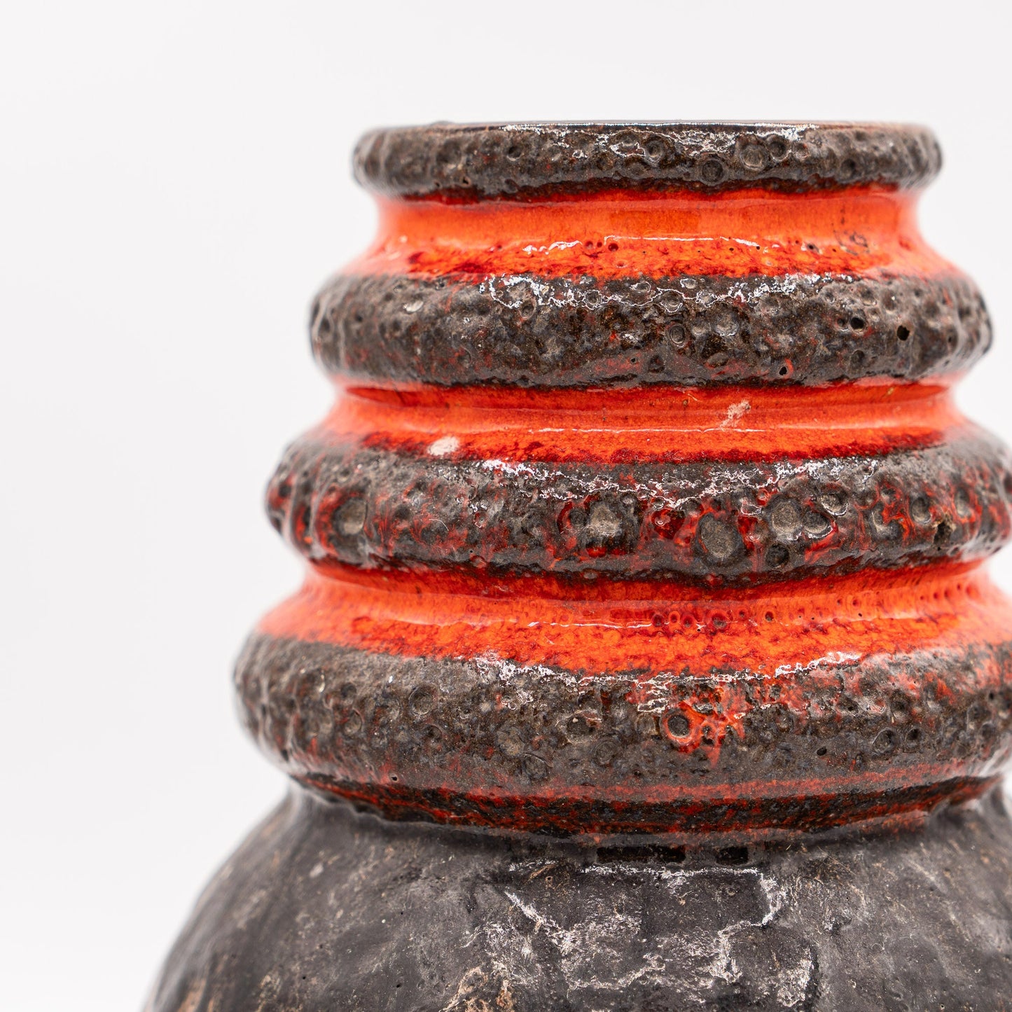 Orange Band & Black Lava Drip - Scheurich 269 - 22 - West Germany, 1970s - Vase - The Vintage Tales