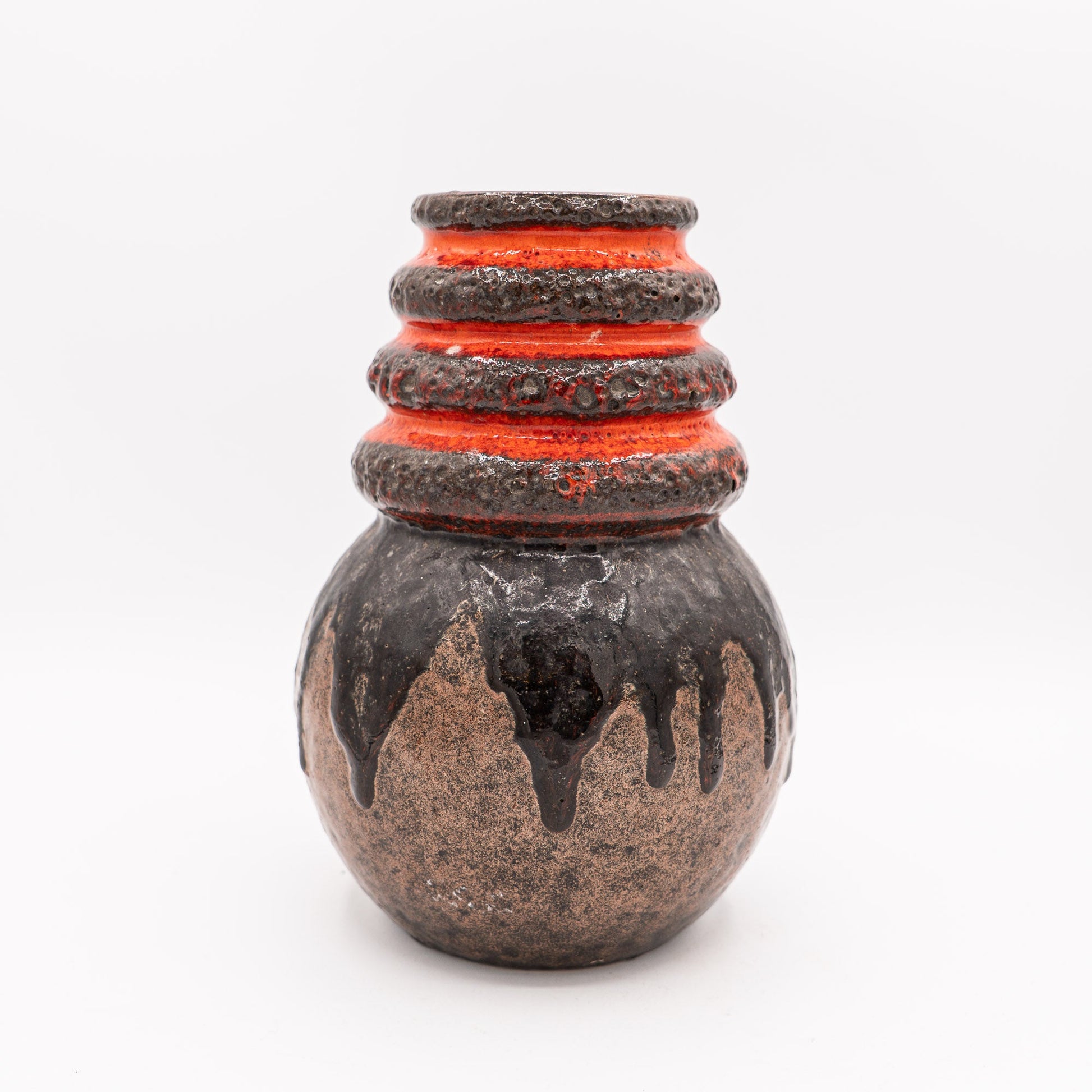 Orange Band & Black Lava Drip - Scheurich 269 - 22 - West Germany, 1970s - Vase - The Vintage Tales