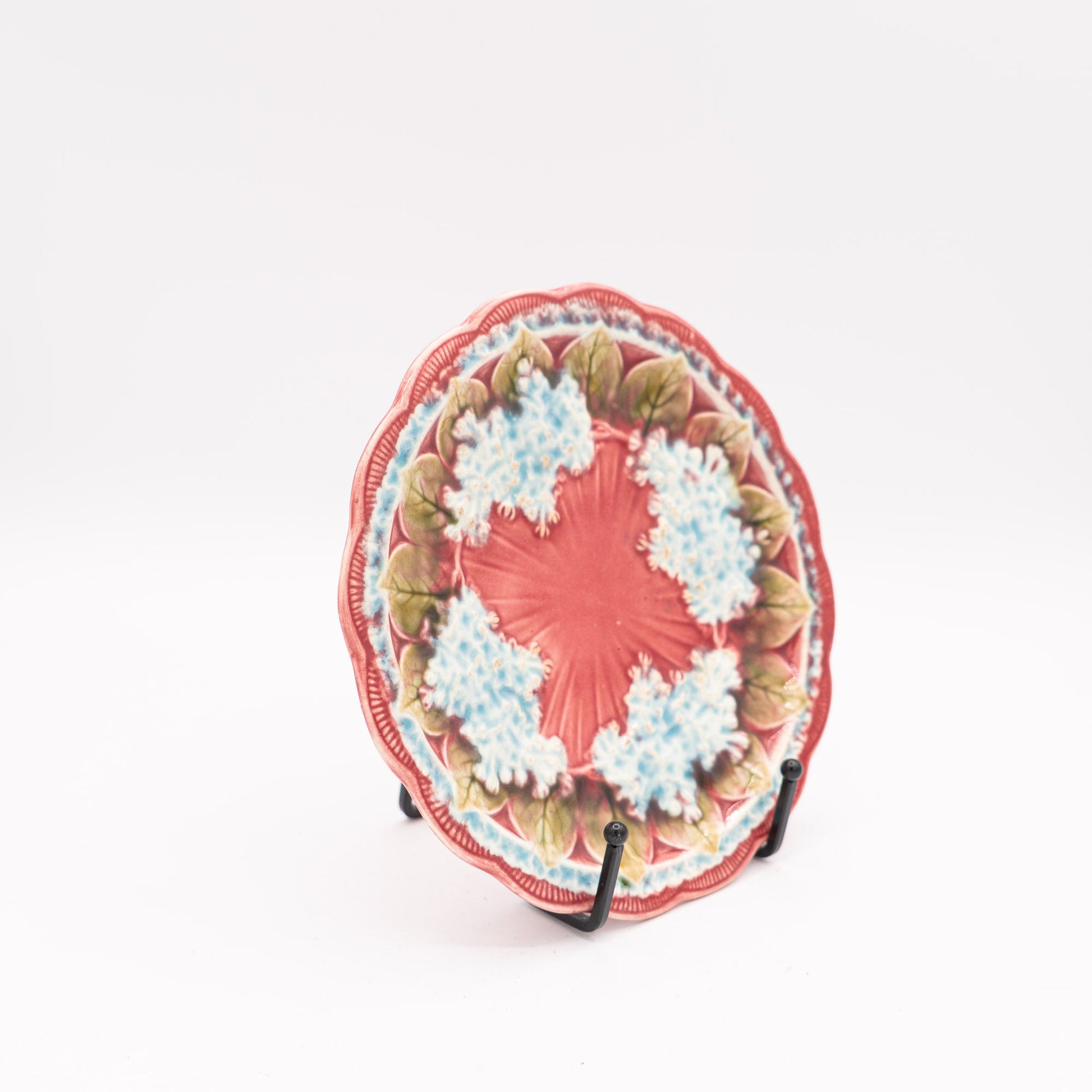 Pink Elderberry Majolica Plate - Villeroy & Boch Schramberg - 1900s - Accents & Collectibles - The Vintage Tales