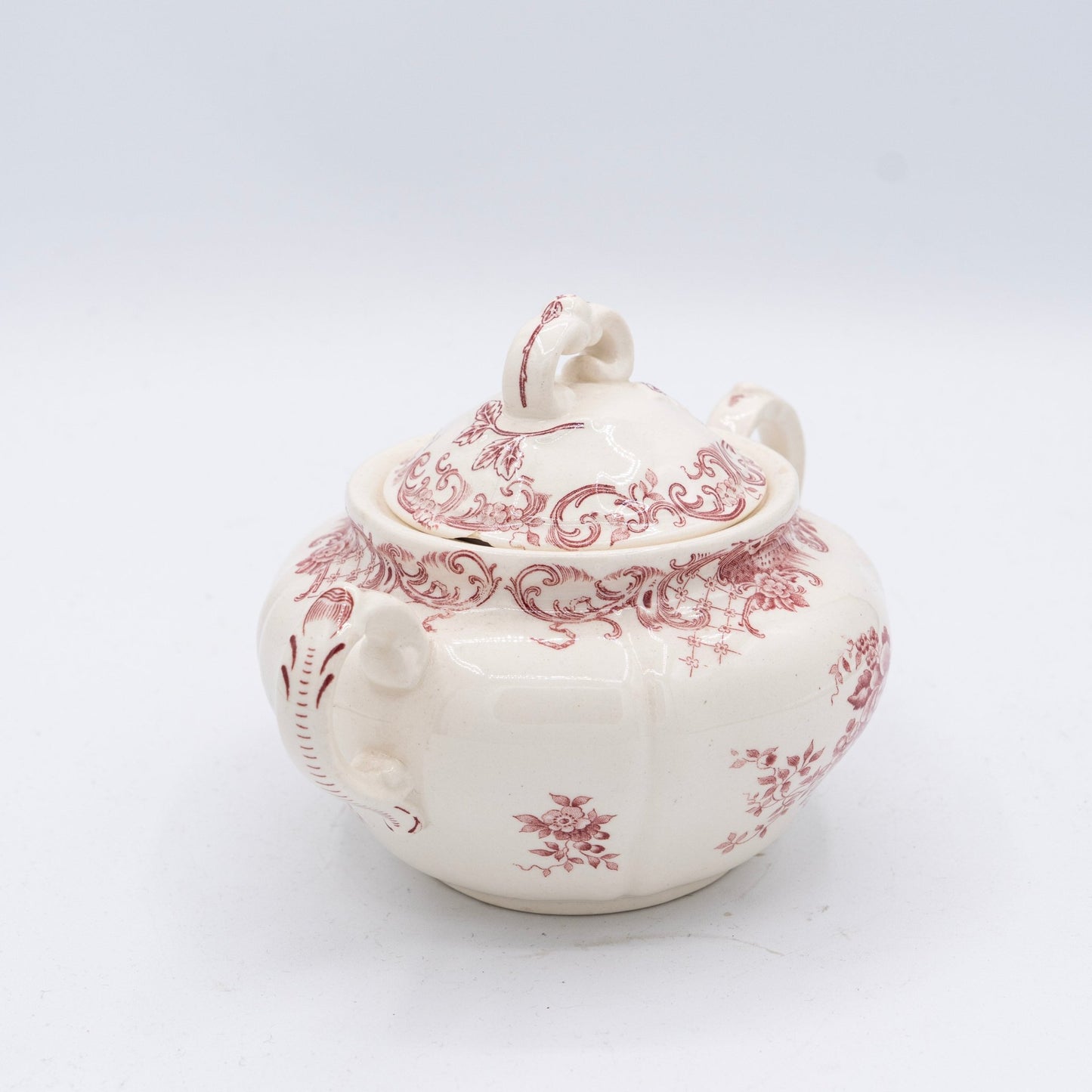 Pink Floral Transferware Sugar Bowl "Valeria" - Villeroy & Boch - 1920s - Sugar Bowl - The Vintage Tales