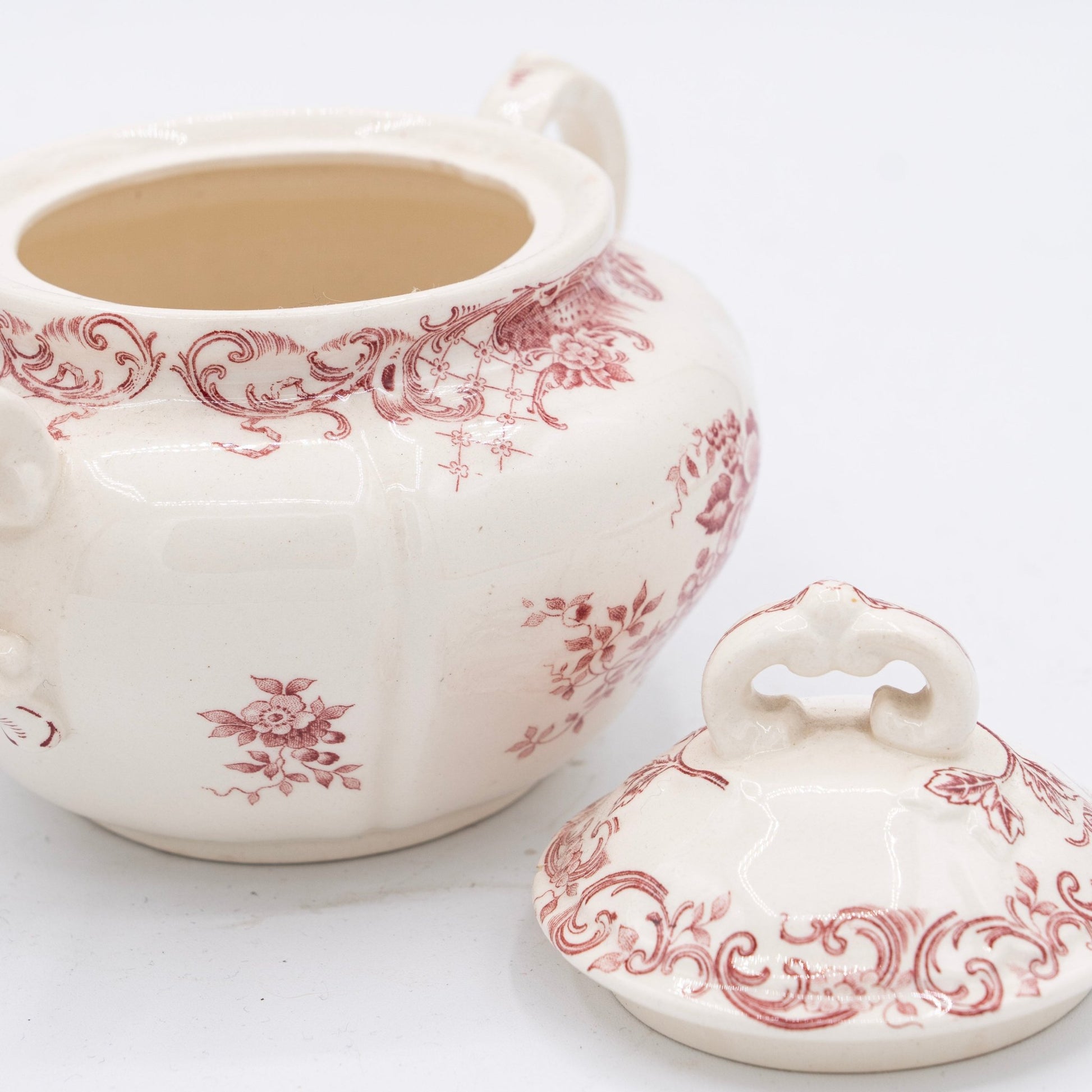 Pink Floral Transferware Sugar Bowl "Valeria" - Villeroy & Boch - 1920s - Sugar Bowl - The Vintage Tales