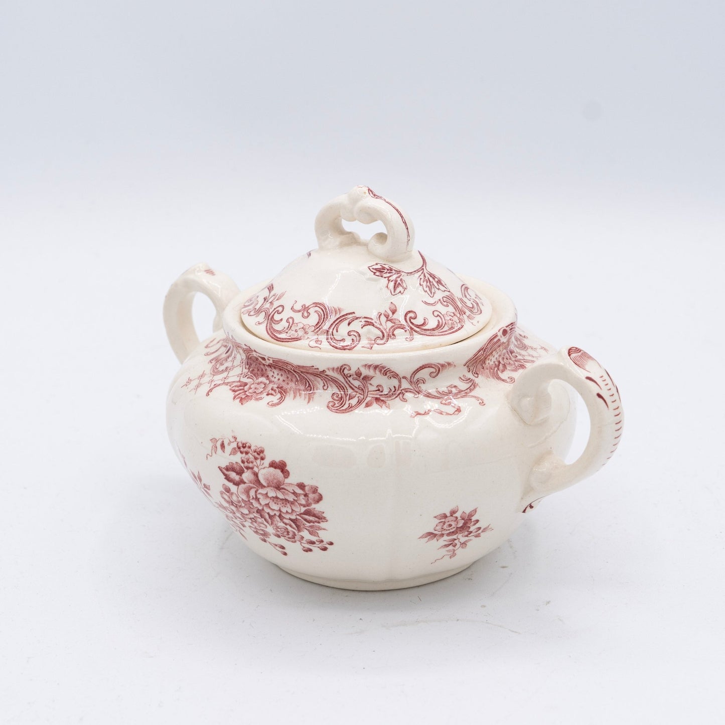 Pink Floral Transferware Sugar Bowl "Valeria" - Villeroy & Boch - 1920s - Sugar Bowl - The Vintage Tales