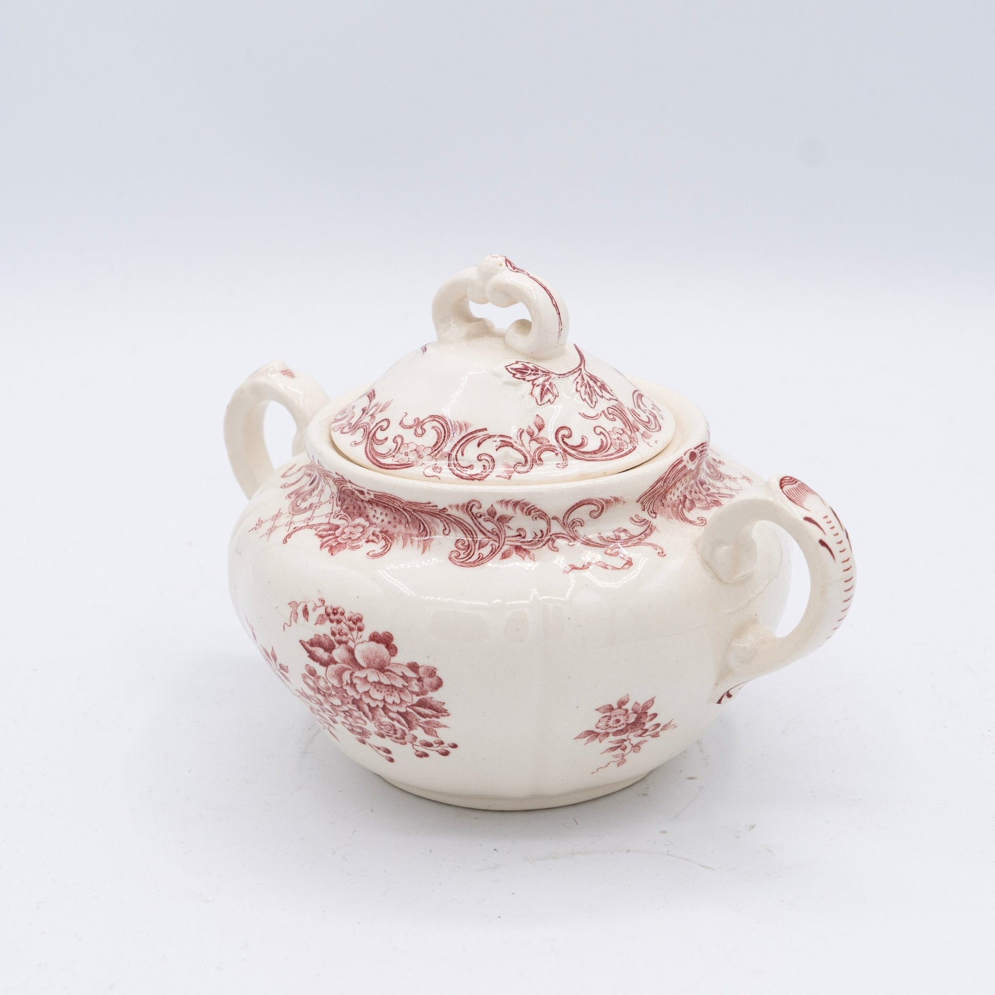 Pink Floral Transferware Sugar Bowl "Valeria" - Villeroy & Boch - 1920s - Sugar Bowl - The Vintage Tales