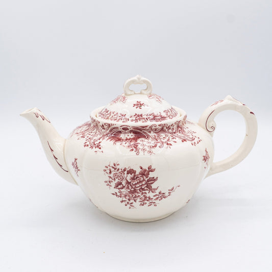 Pink Floral Transferware Tea Pot "Valeria" - Villeroy & Boch - 1920s - Late Victorian / Edwardian revival tradition - Tea Pot - The Vintage Tales
