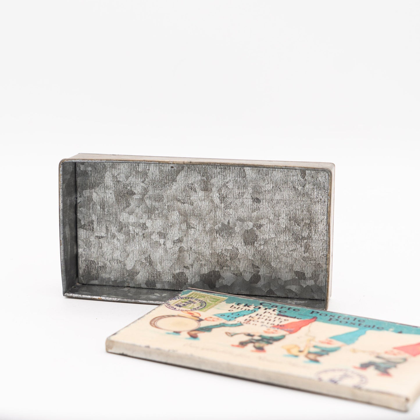 Postcard Souvenir Tin with Gnome Band - 1930s - Advertising Tin - The Vintage Tales