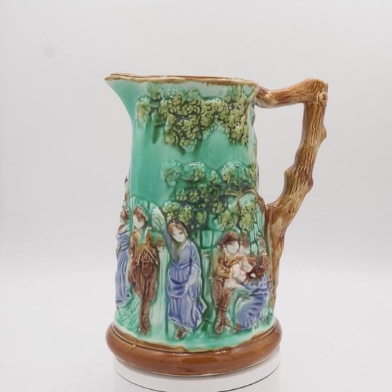 Antique Majolica Jug - Mouzin Leach & Cie - Nimy-les-Mons - ca 1890