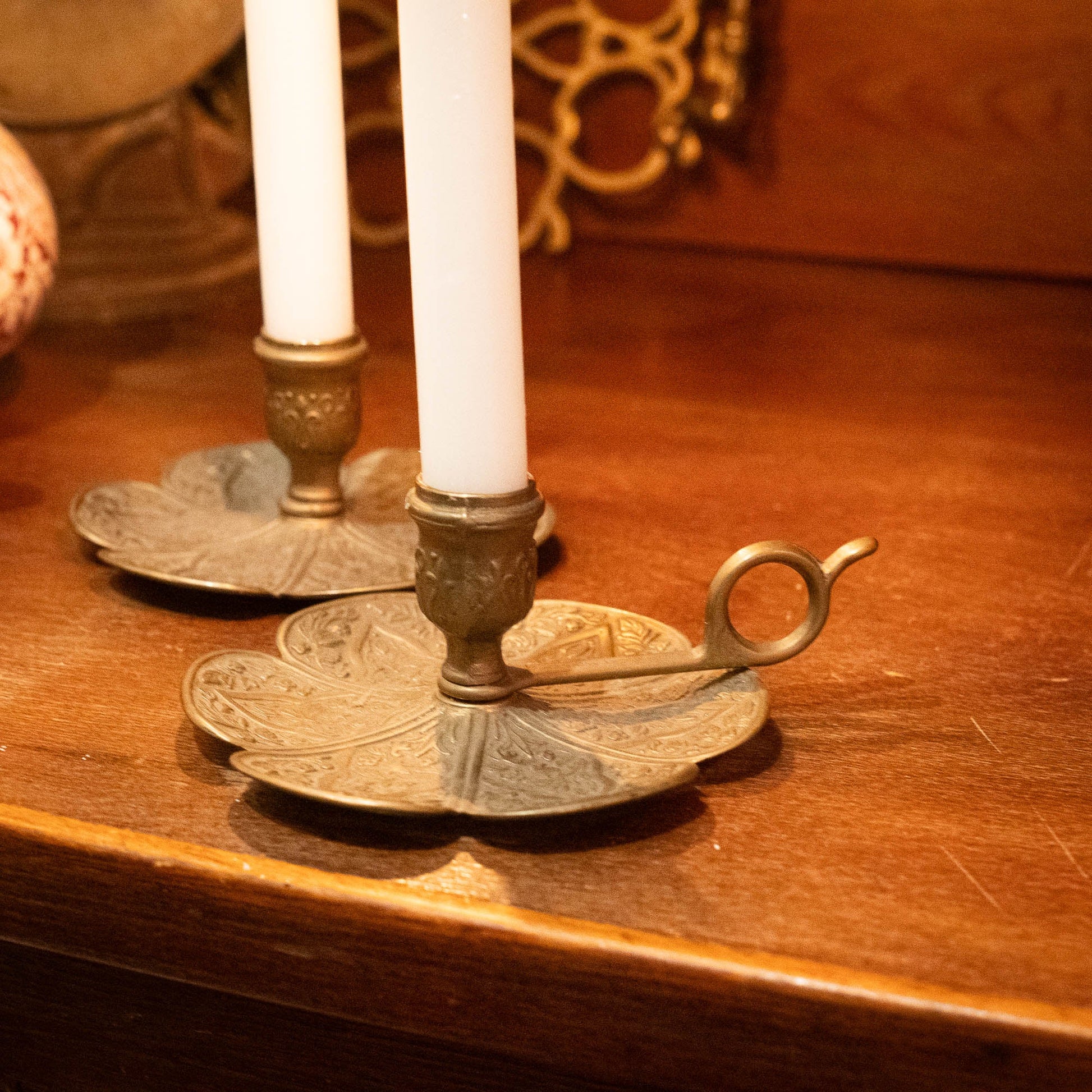 Set of Two Brass Candleholders - Italy - Early 20th Century - candle holder - The Vintage Tales