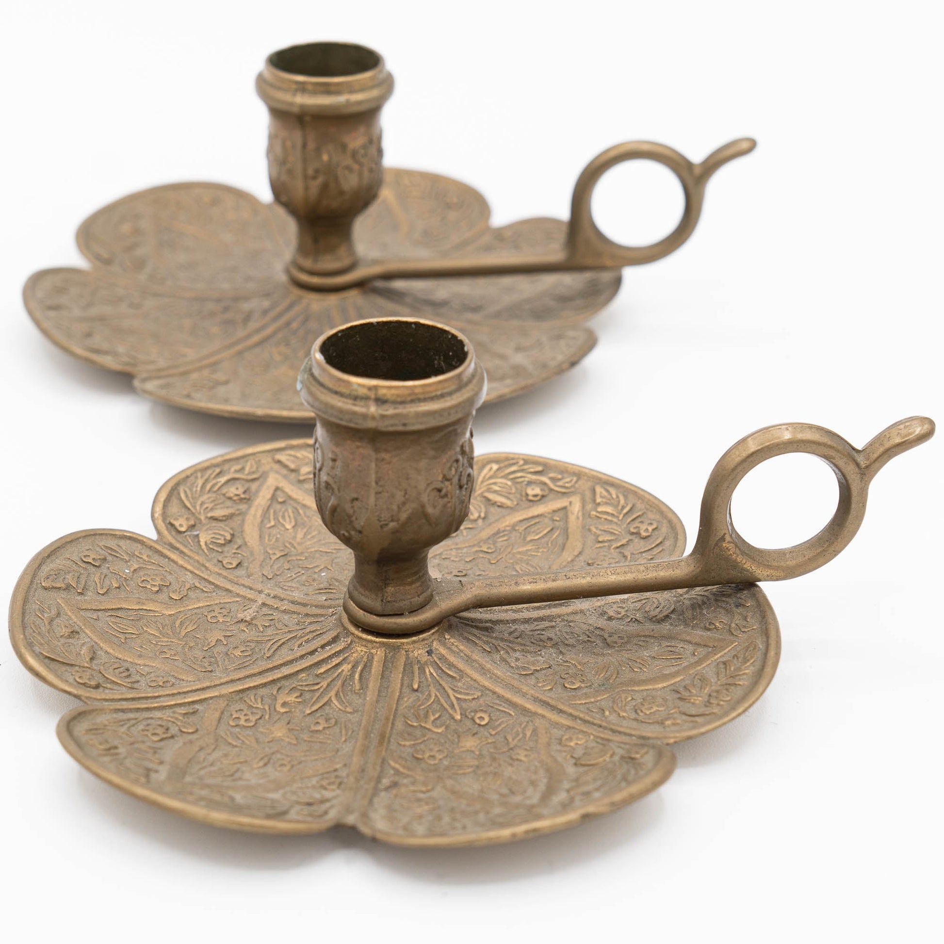Set of Two Brass Candleholders - Italy - Early 20th Century - candle holder - The Vintage Tales