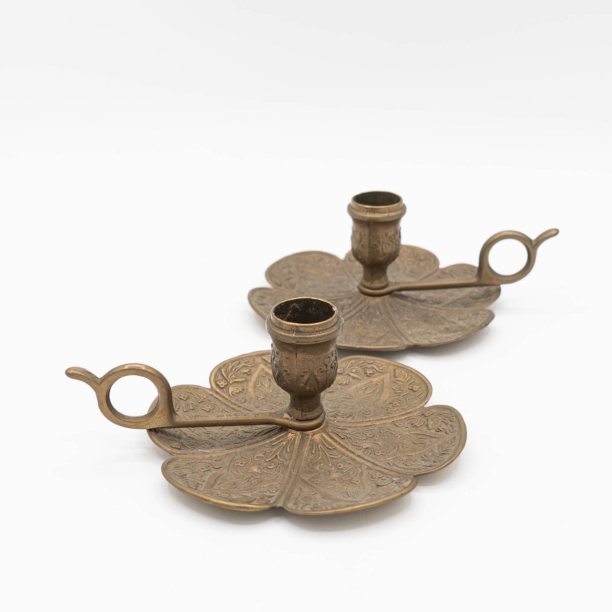 Set of Two Brass Candleholders - Italy - Early 20th Century - candle holder - The Vintage Tales