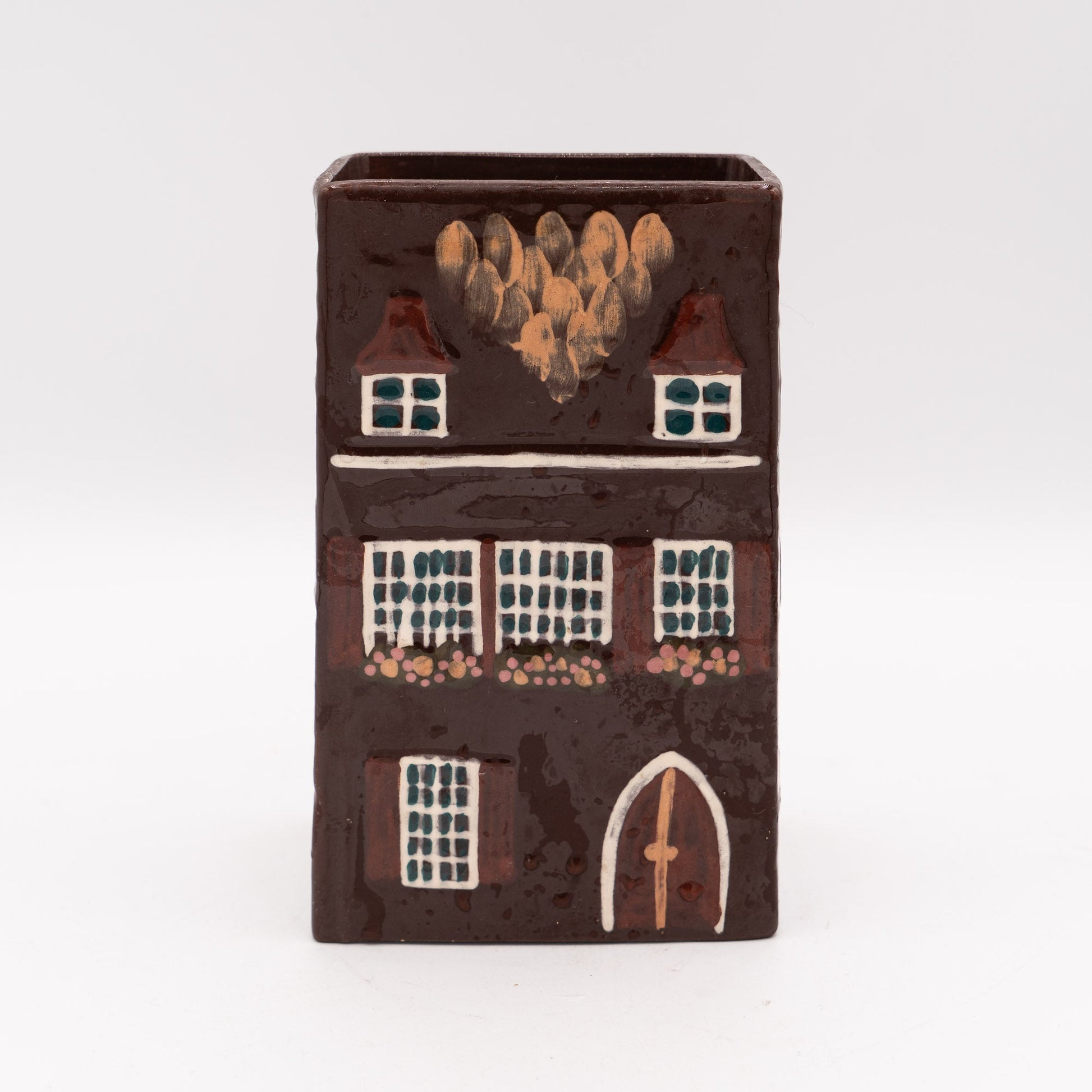 Swiss Mid - Century Vase – Rectangular “Swiss Farmhouse” Handarbeit – Burkart Keramik - Vase - The Vintage Tales