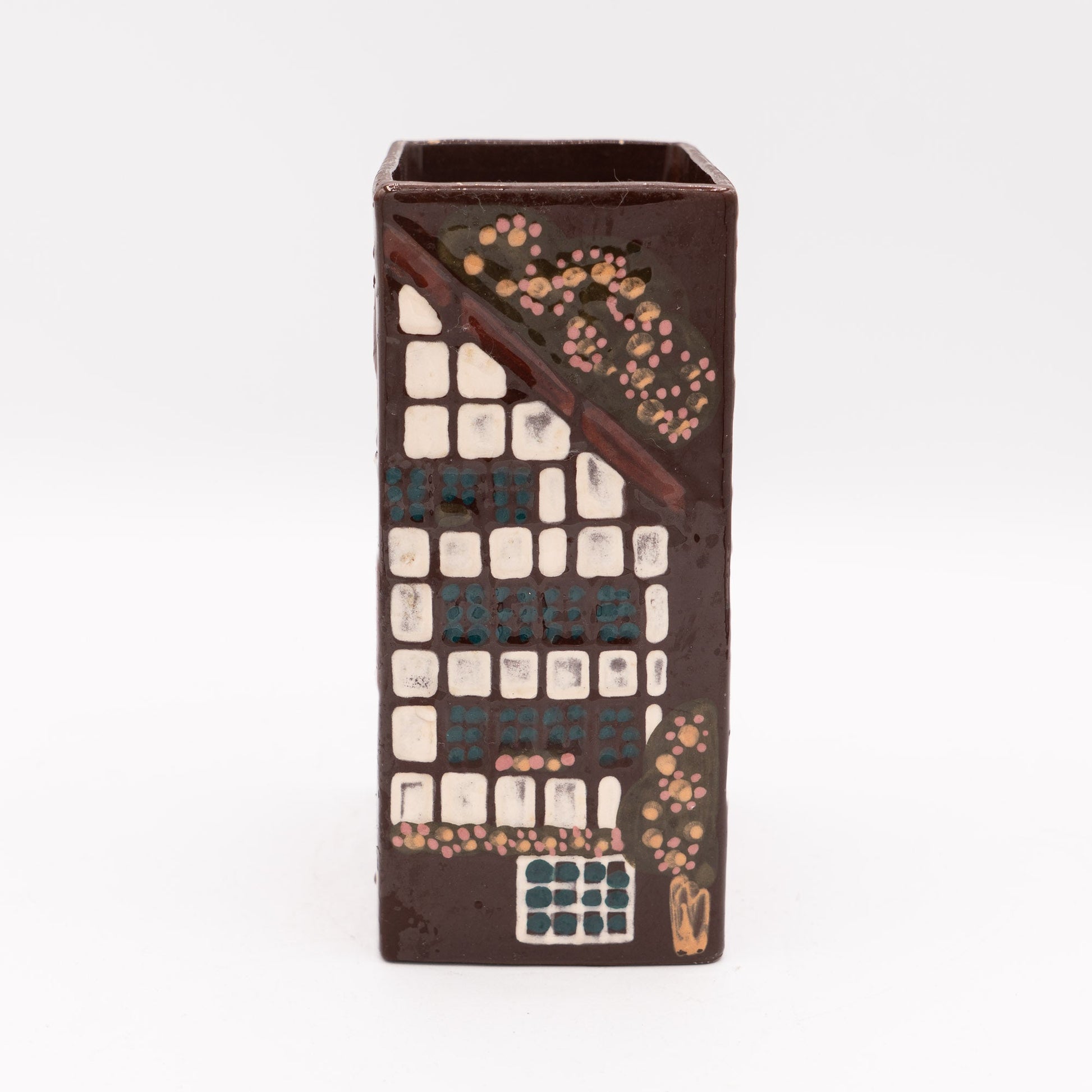 Swiss Mid - Century Vase – Rectangular “Swiss Farmhouse” Handarbeit – Burkart Keramik - Vase - The Vintage Tales