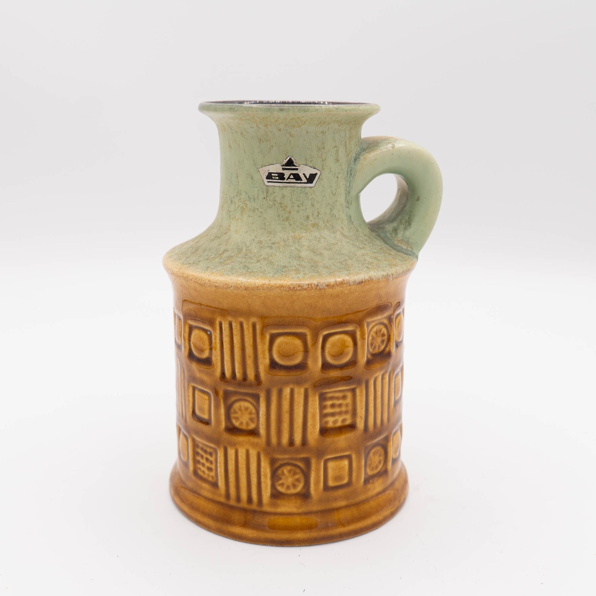 Vase 61 - 17 - Green and Light Brown - Bay Keramic - c1970s - Vase - The Vintage Tales