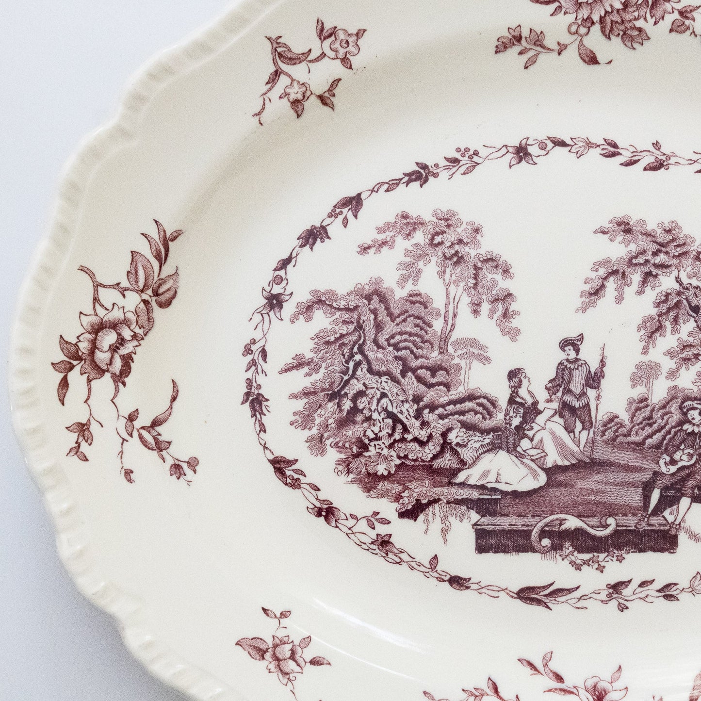 Vintage “Watteau” Oval Serving Platter - Purple/Mulberry Transferware - Mason's - 1950s - Serving Plate - The Vintage Tales