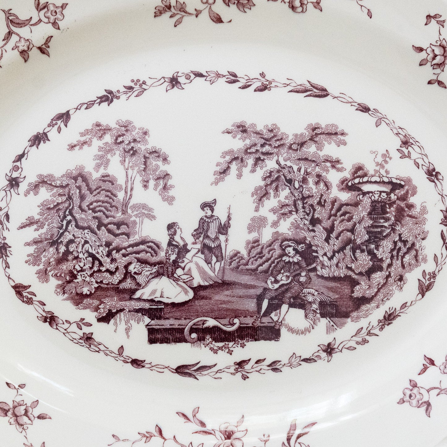 Vintage “Watteau” Oval Serving Platter - Purple/Mulberry Transferware - Mason's - 1950s - Serving Plate - The Vintage Tales