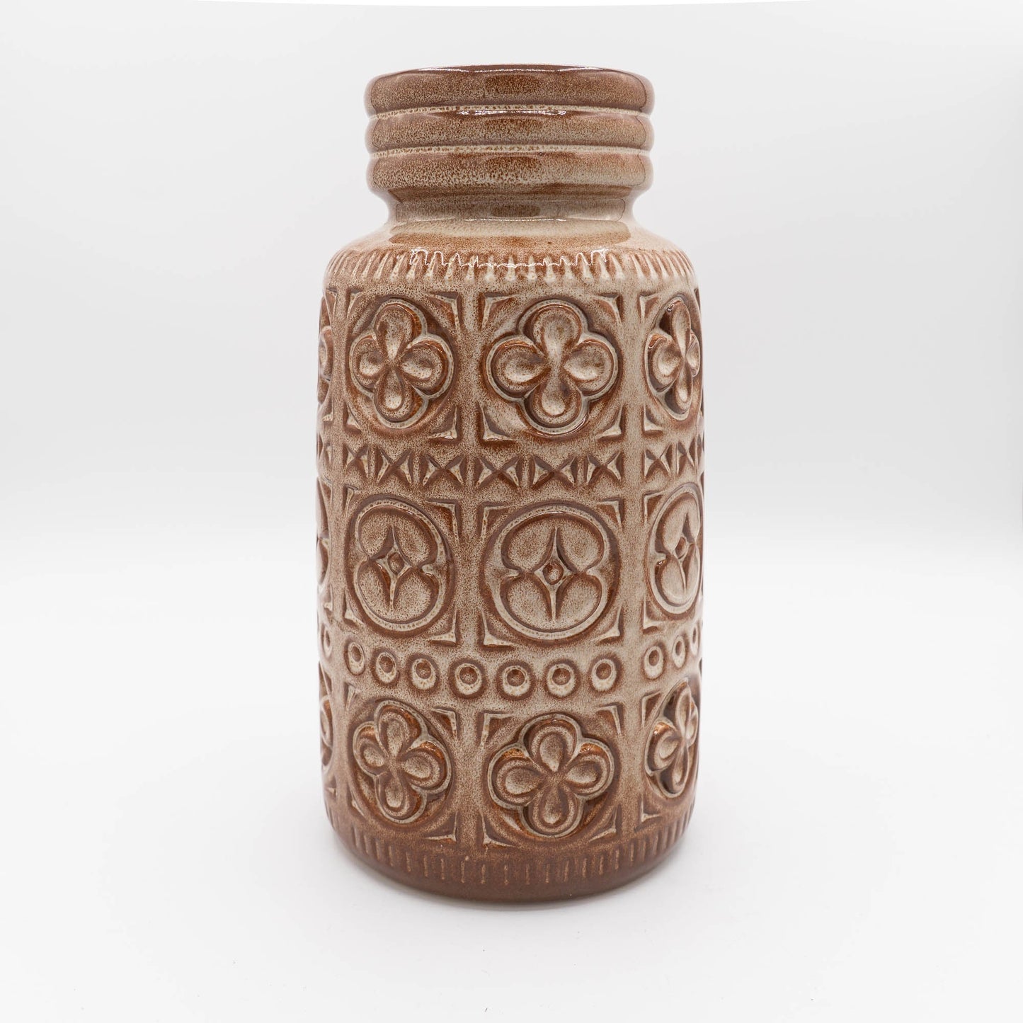 W. German Pottery Vase in Light Brown "Foligno" Decor - Form 289 - 27 - Scheurich - c1970s - Vase - The Vintage Tales