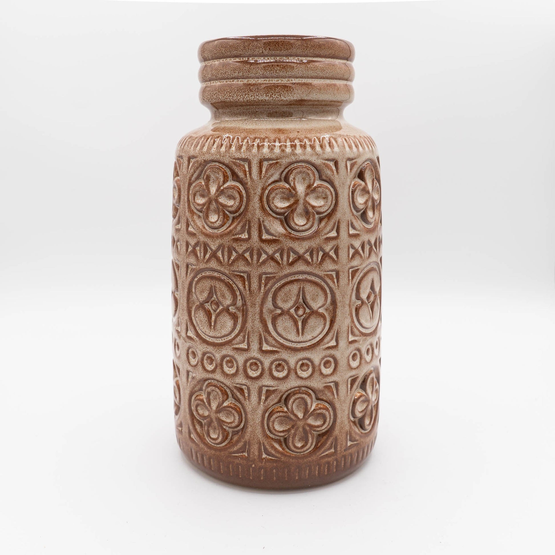 W. German Pottery Vase in Light Brown "Foligno" Decor - Form 289 - 27 - Scheurich - c1970s - Vase - The Vintage Tales