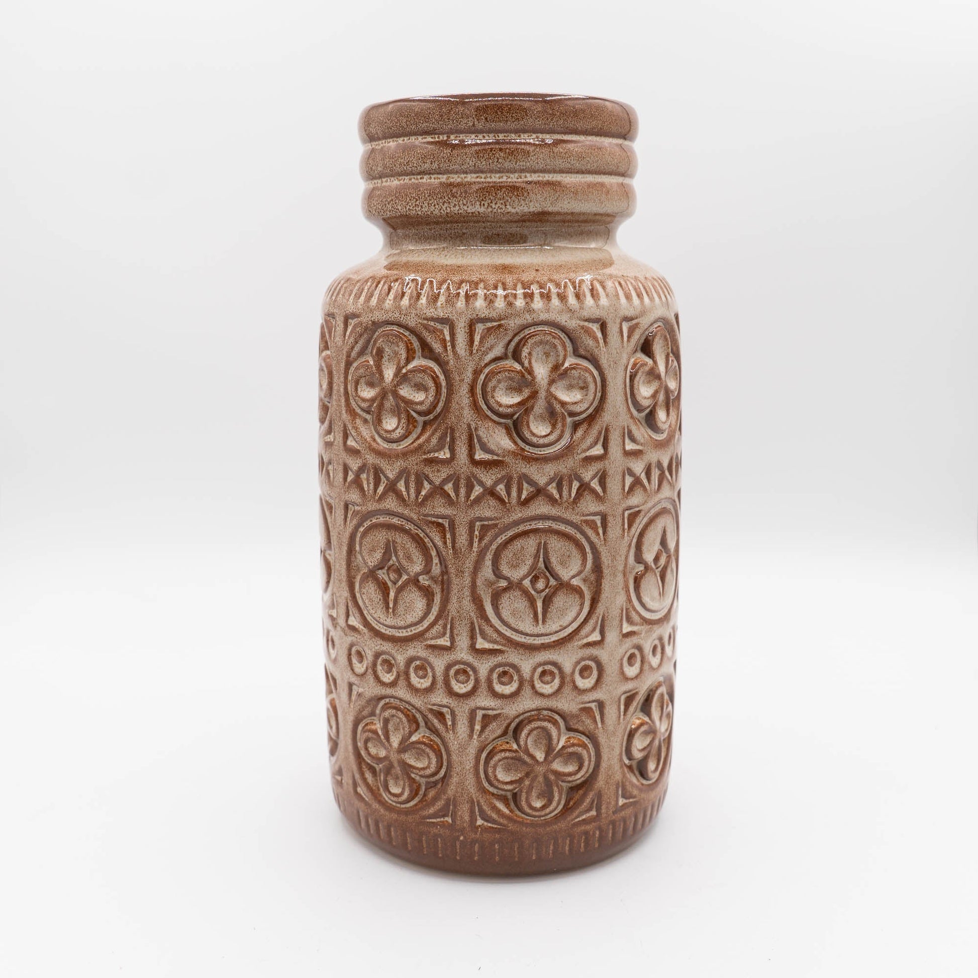 W. German Pottery Vase in Light Brown "Foligno" Decor - Form 289 - 27 - Scheurich - c1970s - Vase - The Vintage Tales