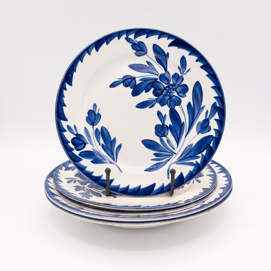 “Yette” Blue & White Plates - Set of 5 - Sarreguemines - 1930s–40s - Cake Plate - The Vintage Tales