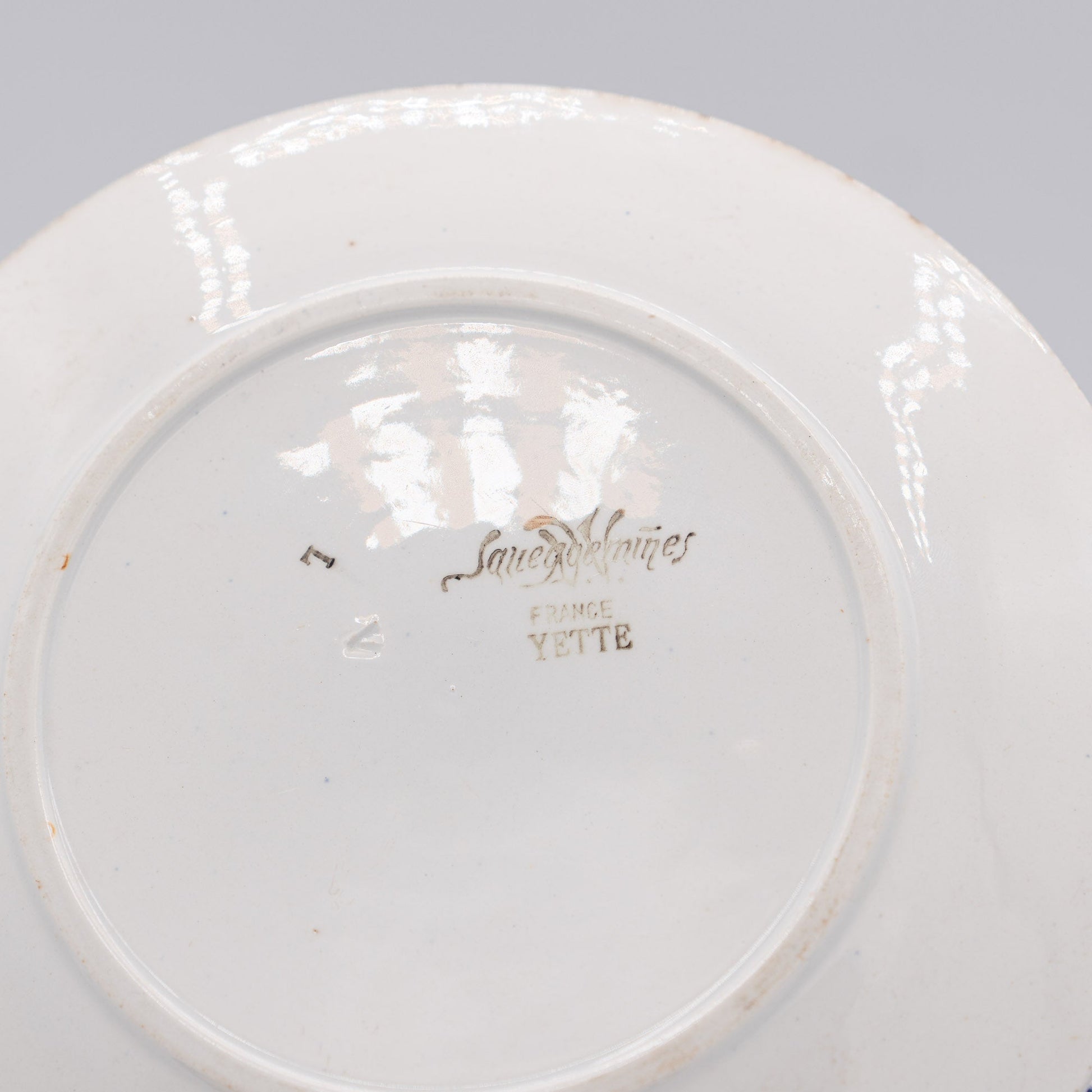 “Yette” Blue & White Plates - Set of 5 - Sarreguemines - 1930s–40s - Cake Plate - The Vintage Tales